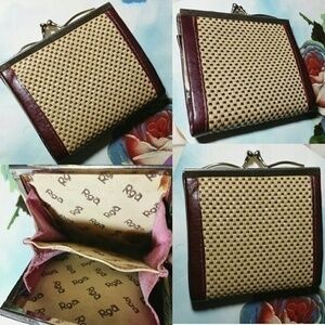 Vintage Rga Straw Woven Leather Coin Purse